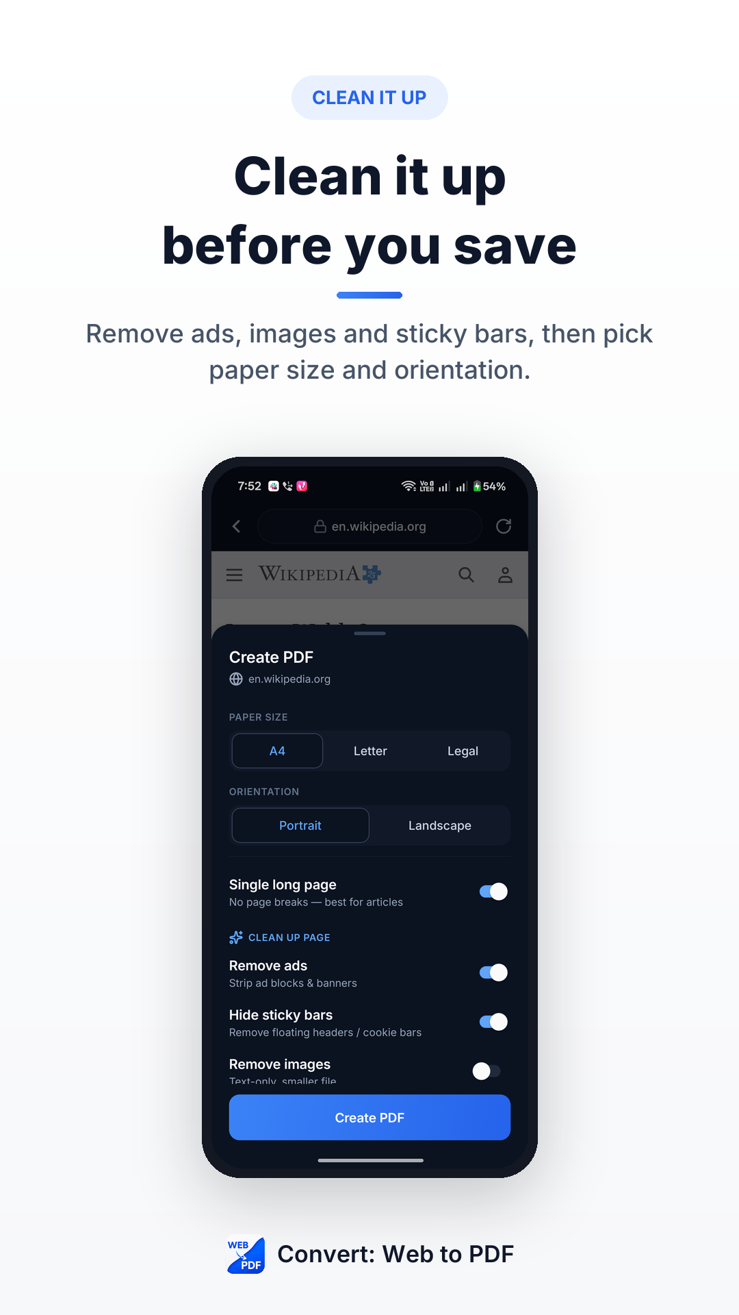 Convert: Web to PDF mobile app screenshot 2