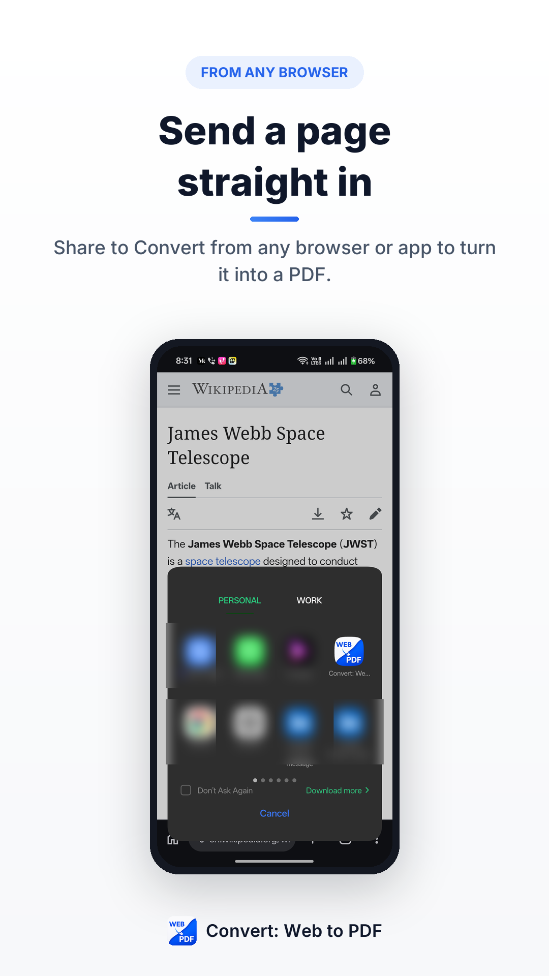 Convert: Web to PDF mobile app screenshot 4